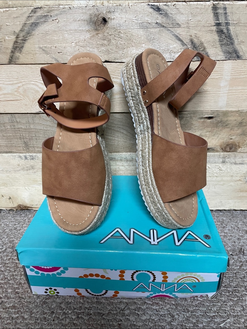 Anna size 10 Brown Suzy-2 Espadrille Platform Sandals